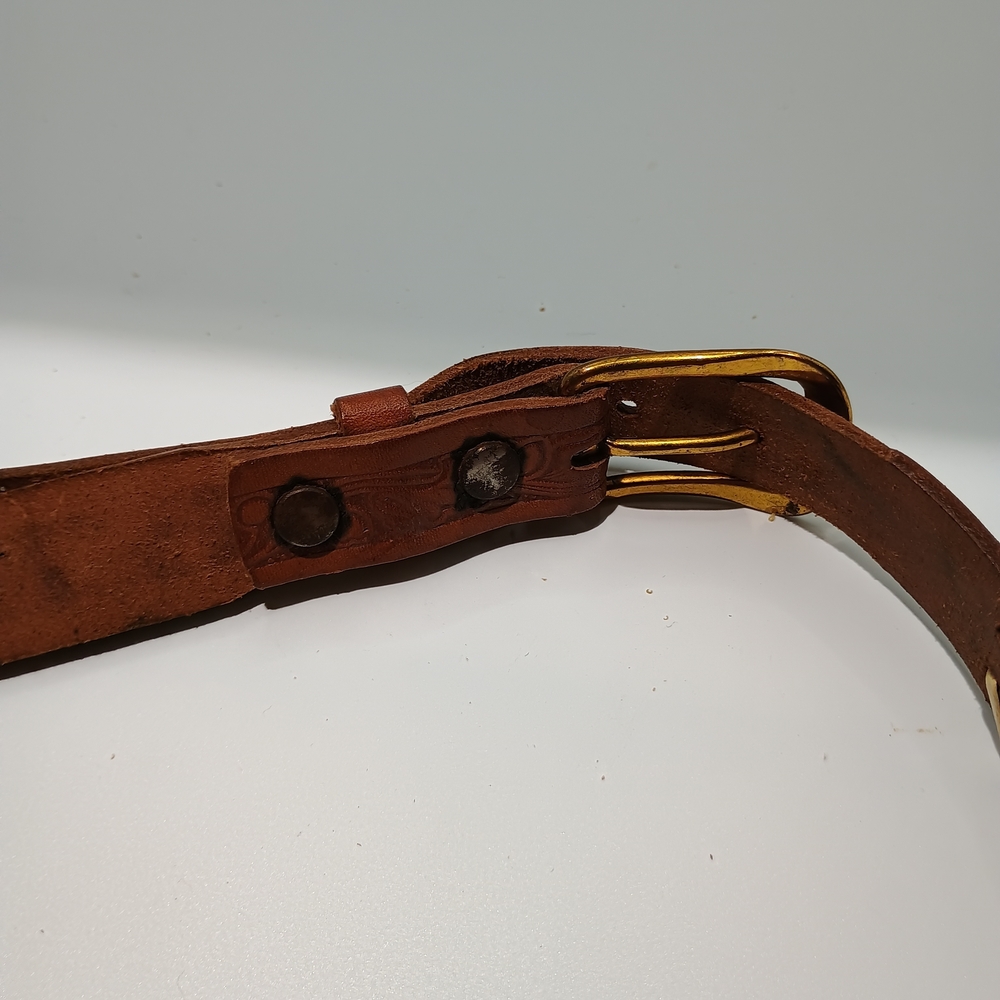 Southwest Style Embroidered Brown Leather Belt - Picture 7 of 7